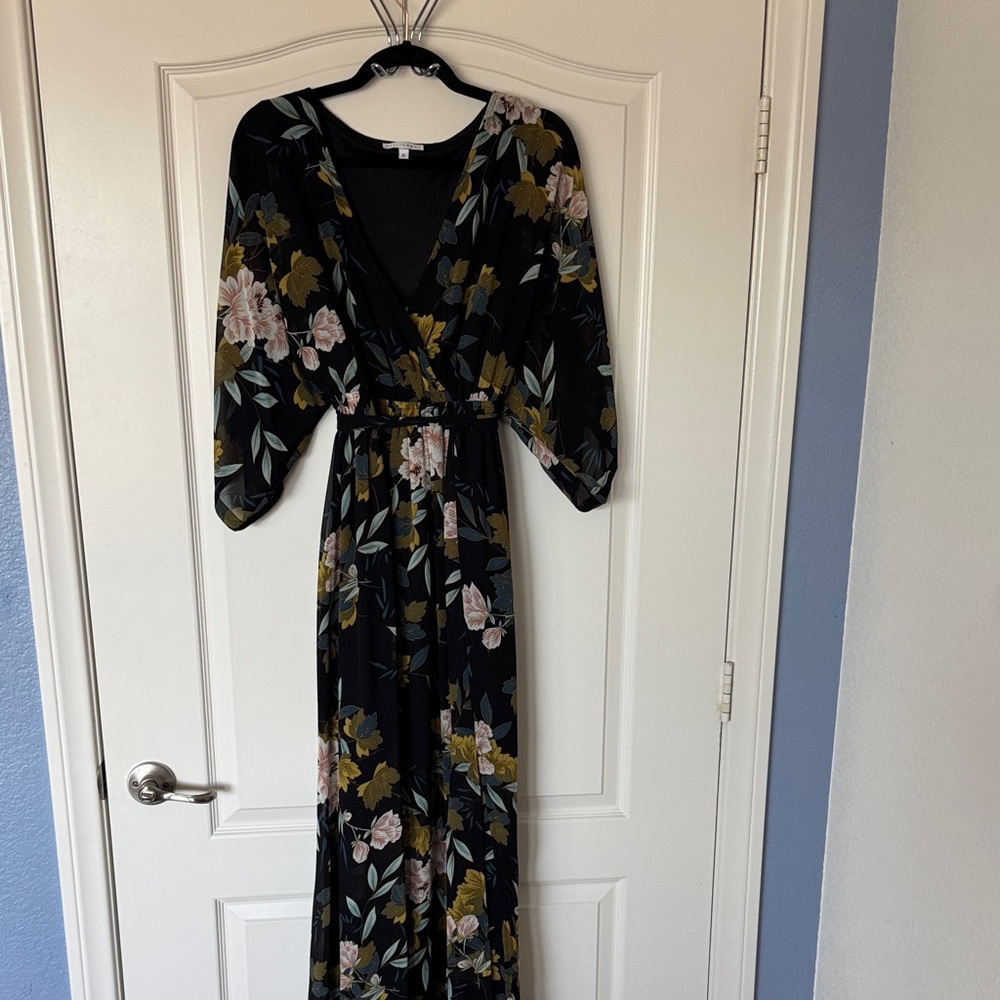 Baltic Born Black Floral Maxi Dress